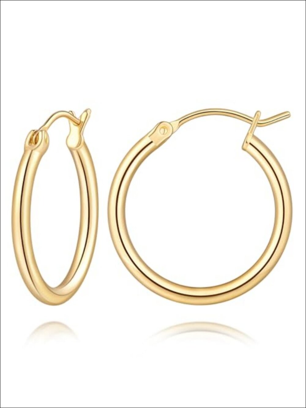 14K Gold Plated Hoop Earrings for Women Round Classic